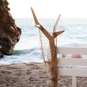 Hochbett-Baum halbhoch KASVA Buche massiv weiß-lackiert  Eiche furniert-geölt