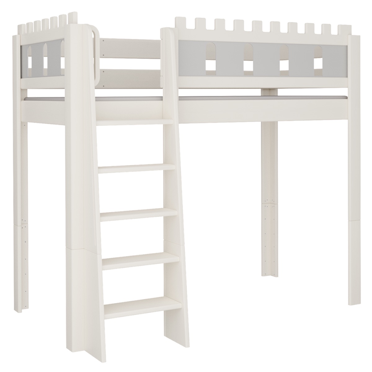 Hochbett Burg DELUXE de Breuyn geweißt-grau