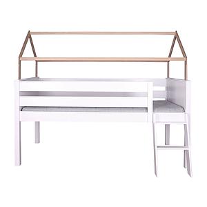 Hochbett-Dach halbhoch KASVA Buche massiv weiß-lackiert Eiche furniert-geölt