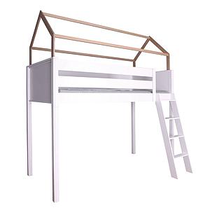 Hochbett-Dach hoch KASVA Buche massiv weiß-lackiert Eiche furniert-geölt