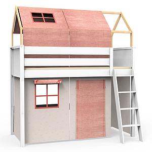 Hochbett-Dach hoch KASVA mit Textilien Bobble pink 