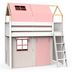 Hochbett-Dach hoch KASVA mit Textilien Viena pink 