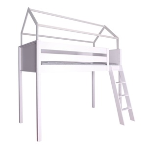 Hochbett KASVA Buche weiß lackiert mit Dachaufbau weiß