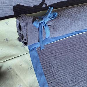 Hochbett KASVA mit Textilien Bobble green and blue