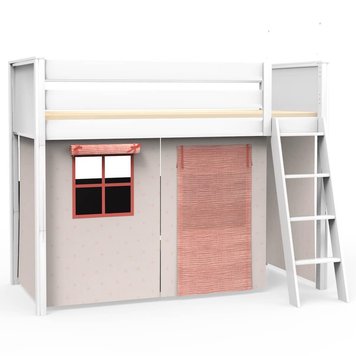 Hochbett KASVA mit Textilien Bobble pink 