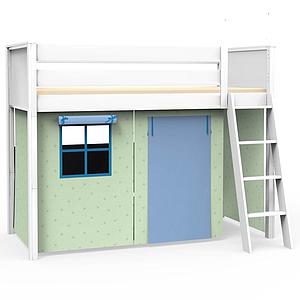 Hochbett KASVA mit Textilien Viena green and blue 