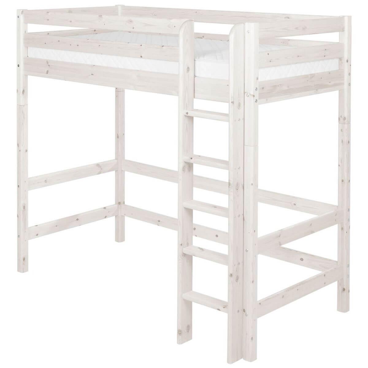 Hochbett mitwachsend 90x200cm gerade Leiter CLASSIC Flexa whitewash