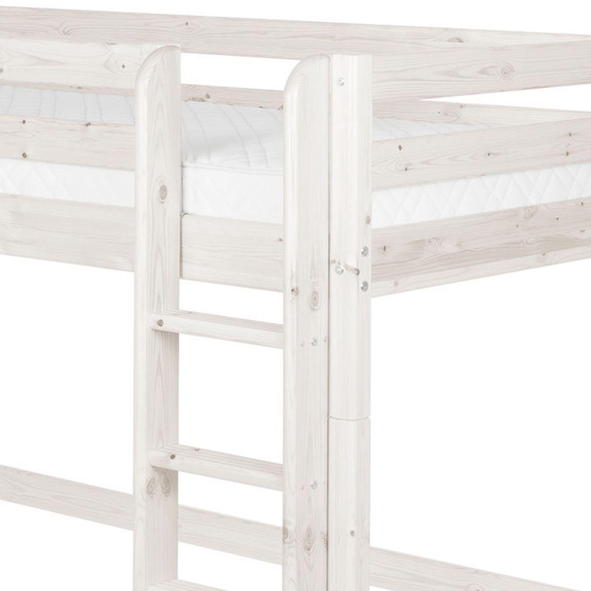 Hochbett mitwachsend 90x200cm gerade Leiter CLASSIC Flexa whitewash