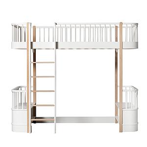 Hochbett mitwachsend 90x200cm WOOD ORIGINAL Oliver Furniture weiß-Eiche