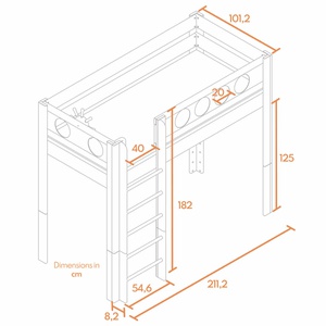 Hochbett Pirat DELUXE de Breuyn natürlich-geweißt