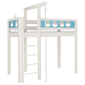 Hochbett Pirat mit Seil DELUXE de Breuyn geweißt-blau