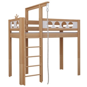 Hochbett Pirat mit Seil DELUXE de Breuyn natürlich-geweißt