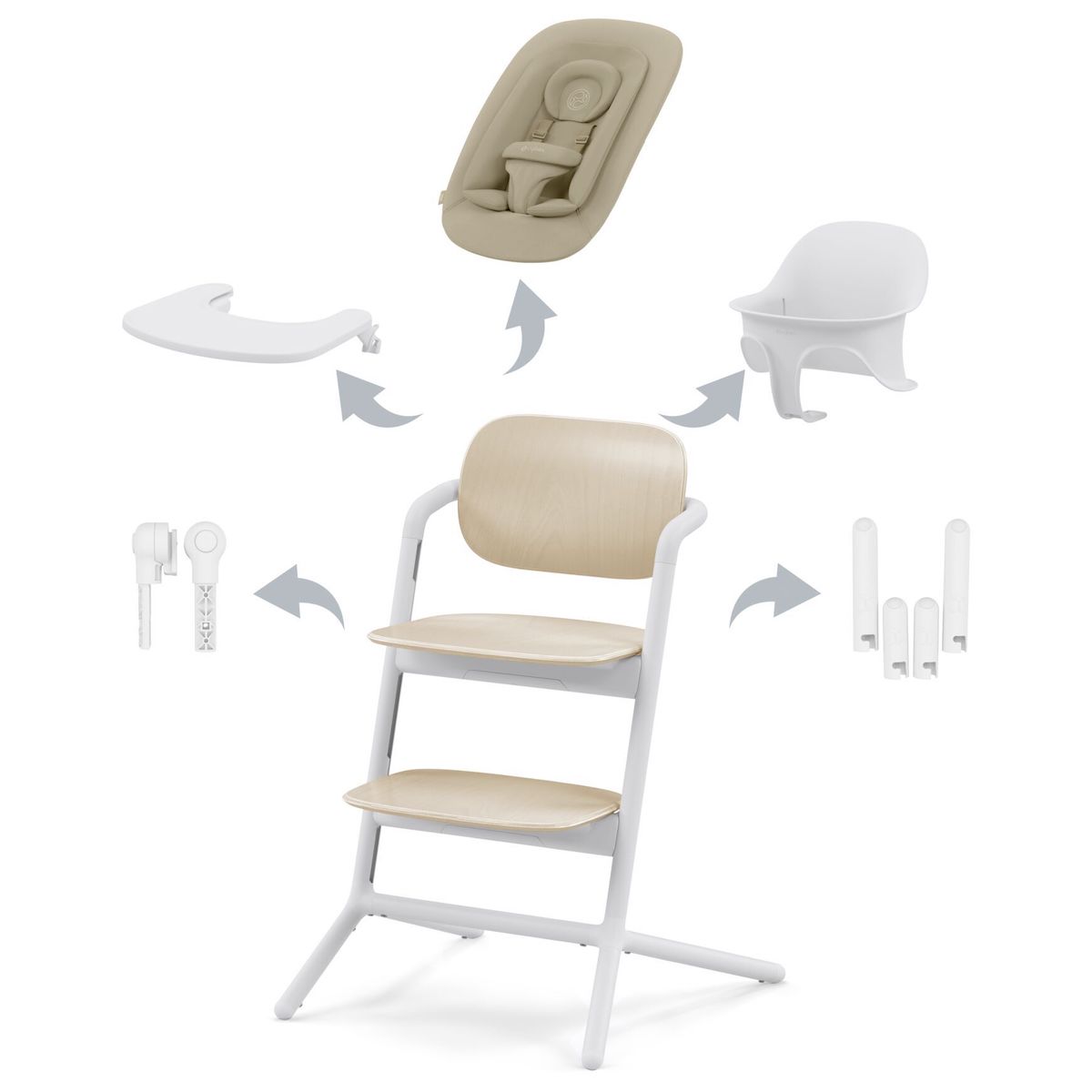 Hochstuhl Set LEMO 3in1 Cybex Sand White