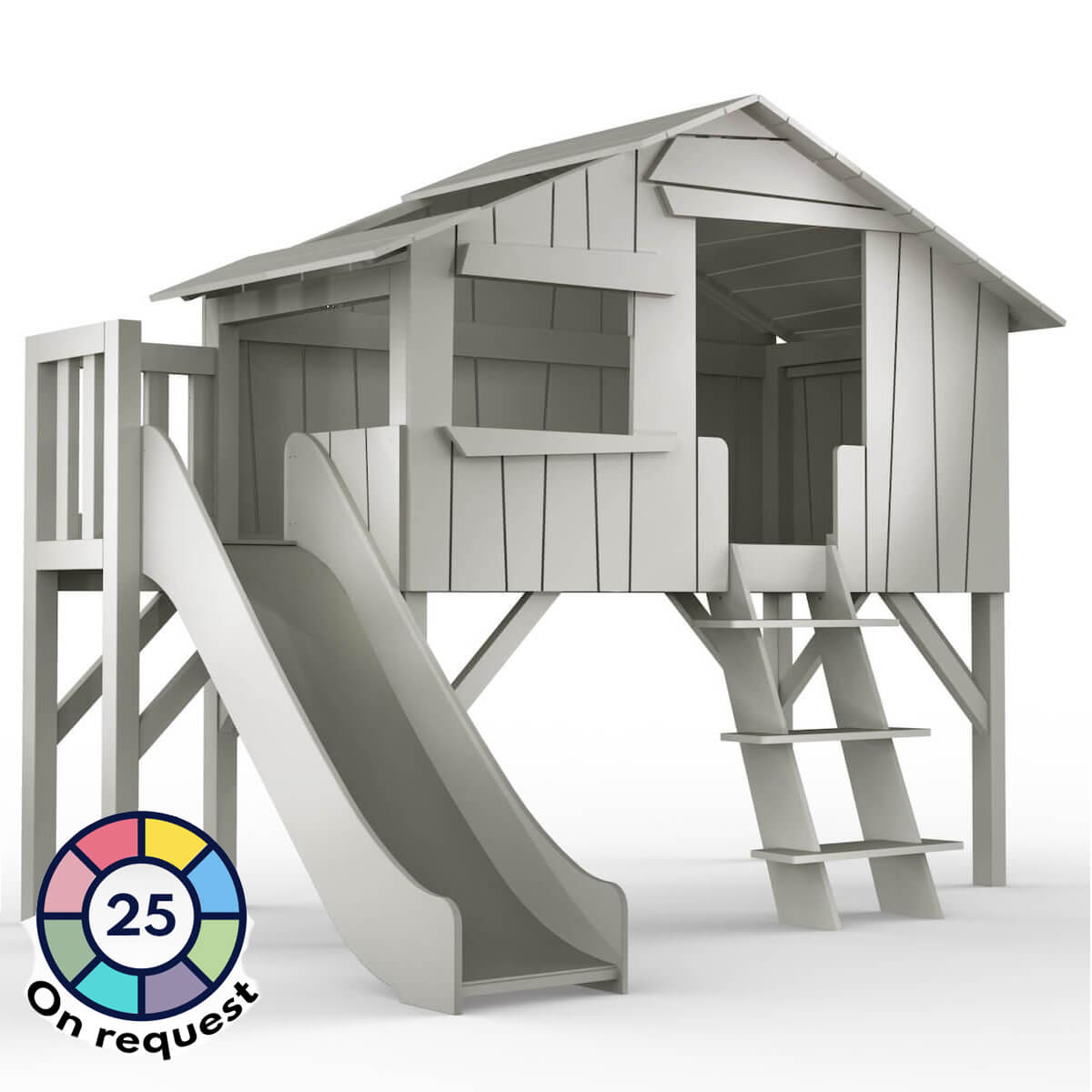 Hüttenbett Rutsche Plattform 90x190cm MDF Mathy by Bols zementgrau