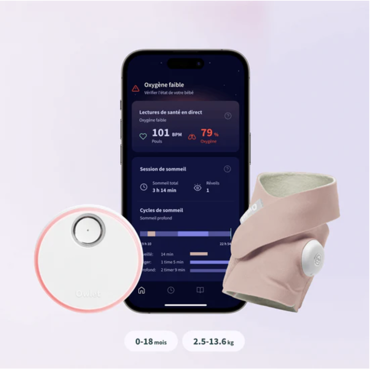 Intelligentes Baby-Überwachungssystem DREAM SOCK Owlet dusty rose