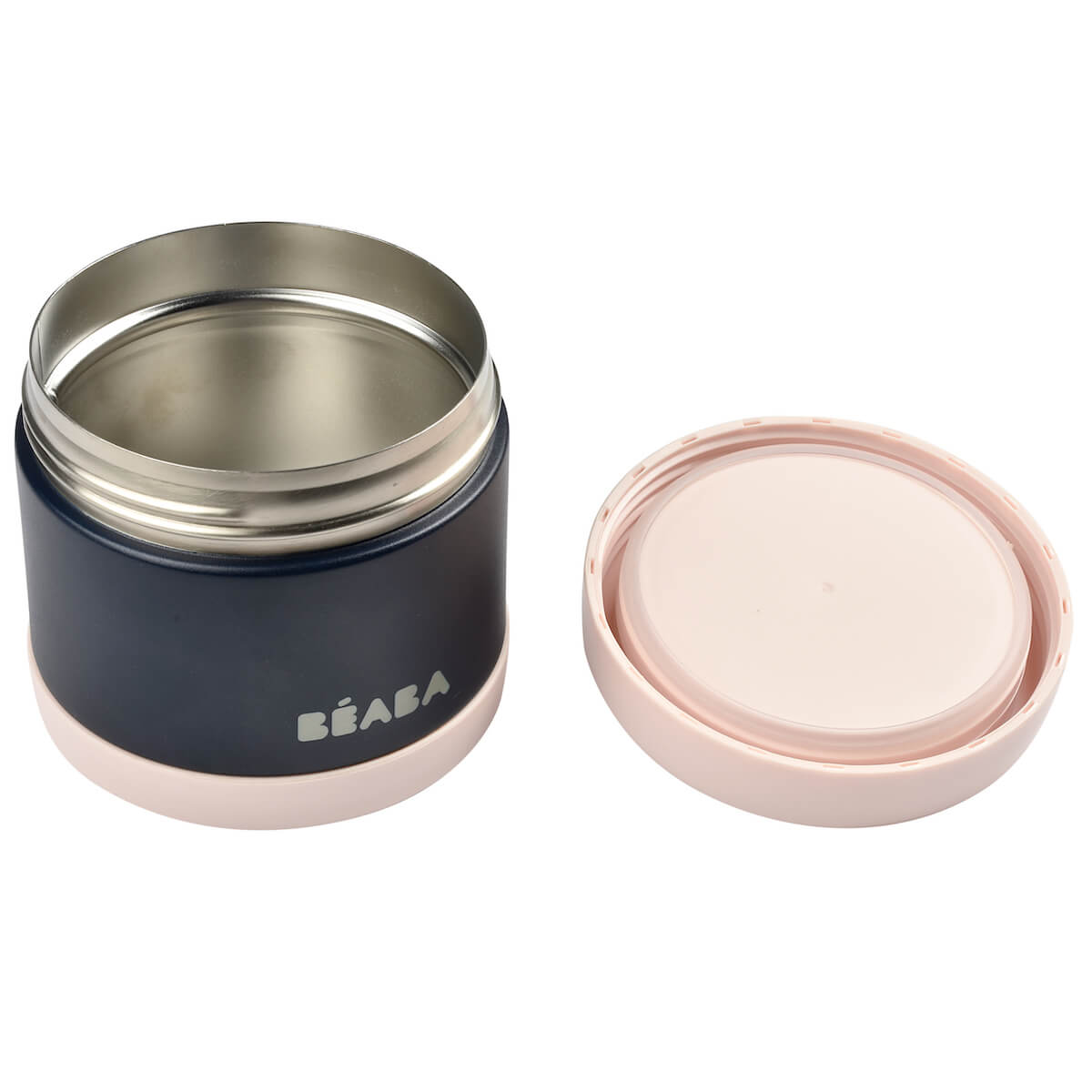 Isotherme Edelstahl-Portion 500ml Beaba hellrosa-nachtblau