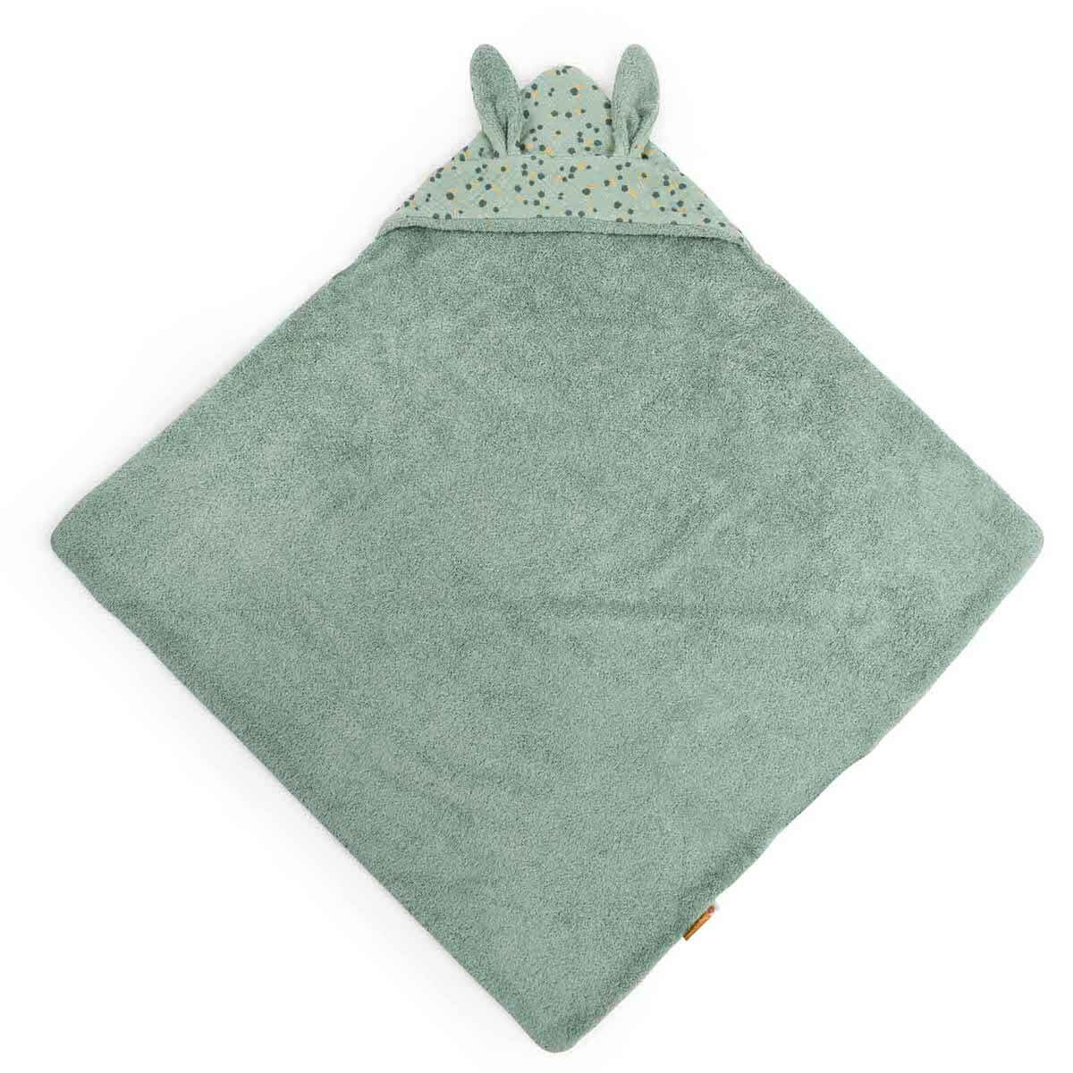 Kapuzenbadetuch TROIS PETITS LAPINS Moulin Roty Salbei