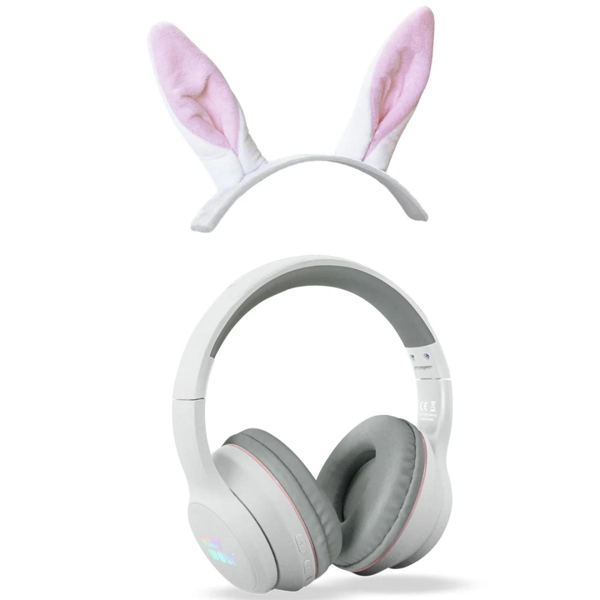 Kidyears Bluetooth headset with magnetic ears 85 dB mode space for SD card jack cable Kidywolf Rabbit