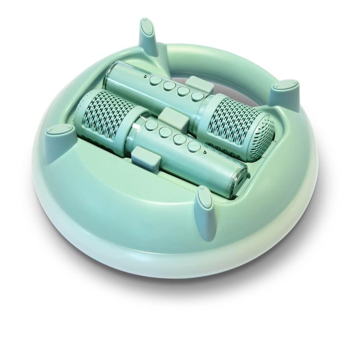 Kidywolf Kidykaraoke - Karaoke-Lautsprecher 2x20w Lautsprecher und zwei drahtlose Mikrofone mit Soundeffekten.