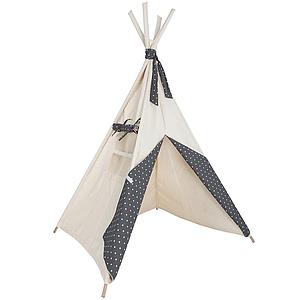 Kinder Tipi beige STARS grau