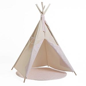 Kinder-Tipi beige STARS rosa