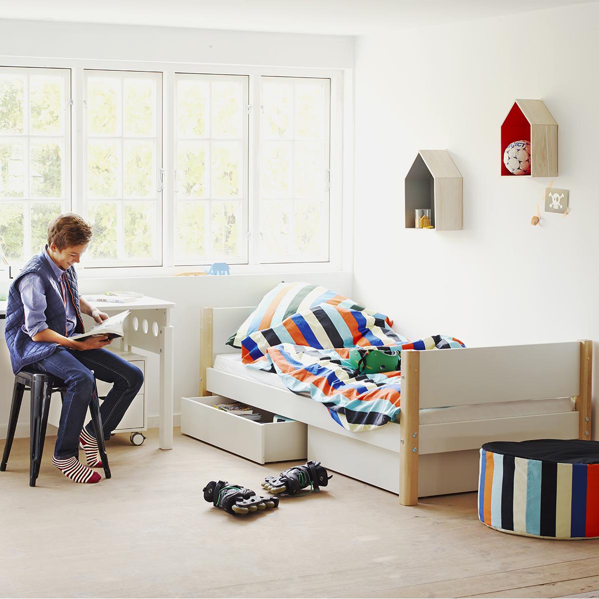 Kinderbett 90x200cm 2 Schubladen WHITE Flexa weiß