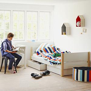 Kinderbett 90x200cm 2 Schubladen WHITE Flexa weiß