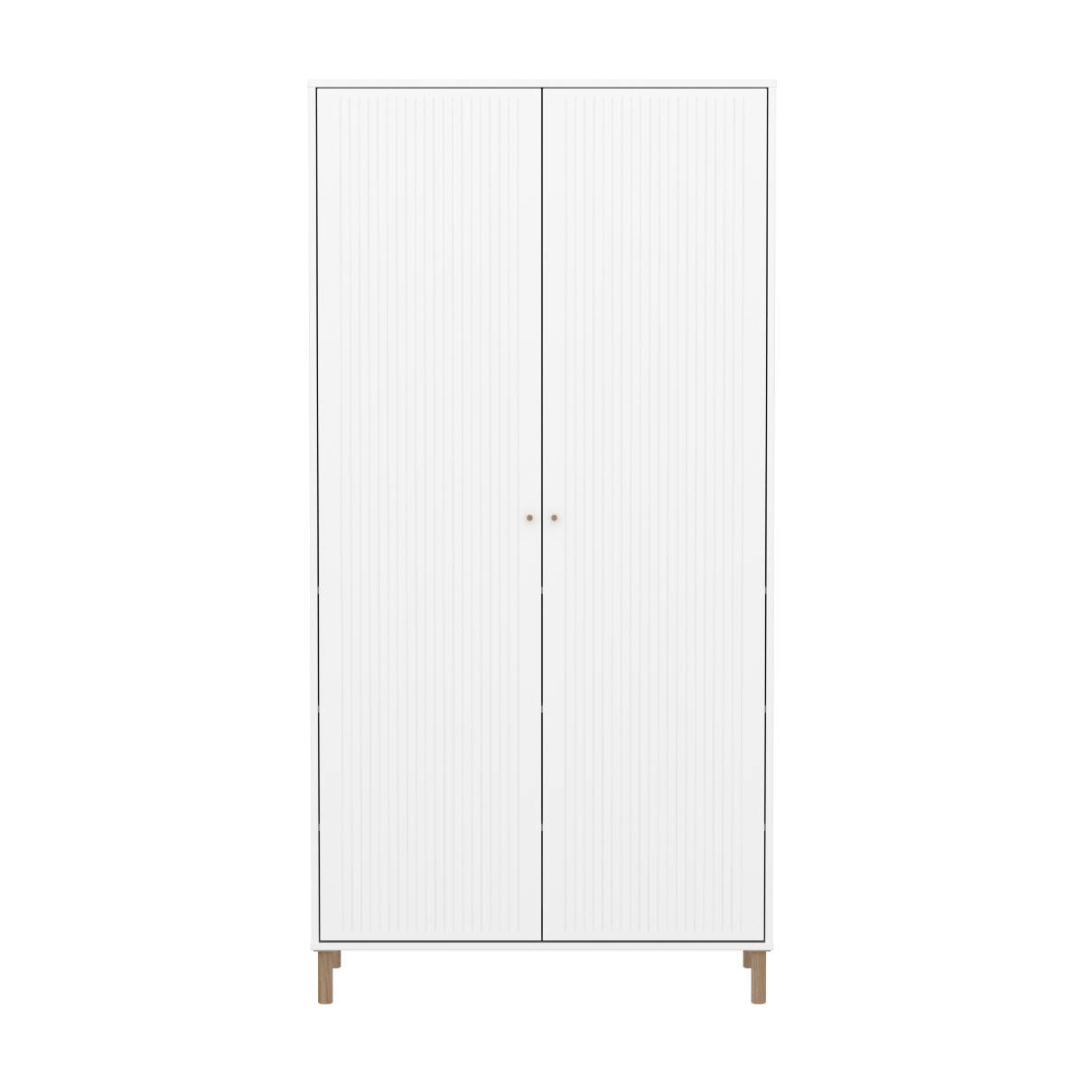 Kinderschrank 2 Türen Rillen mit Fuß SAGA FLEXA weiß Eiche