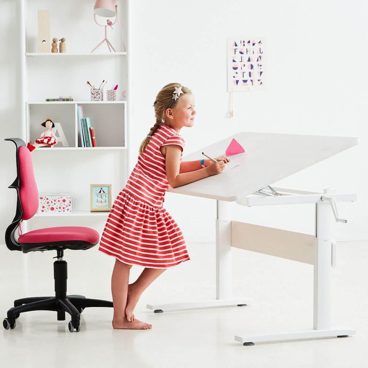 Kinderschreibtisch höhenverstellbar Flexa white wash 