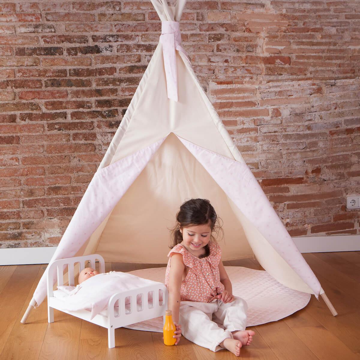 Kinderteppich für Tipi STARS rosa 