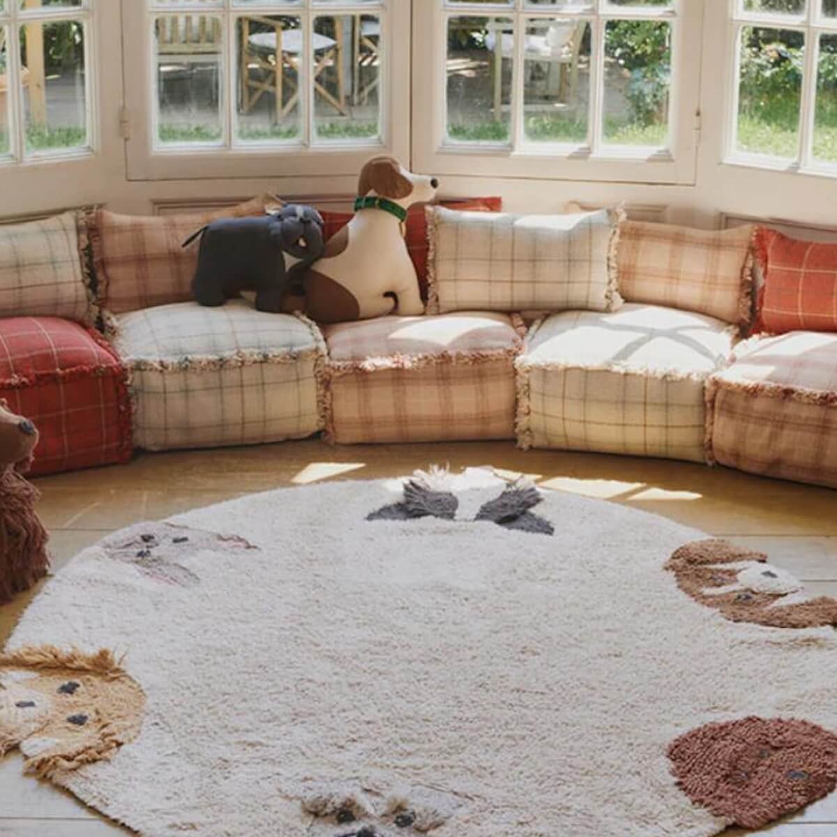 Kissen 25x40cm HANDLOOM Wouf wouf Lorena Canals rose