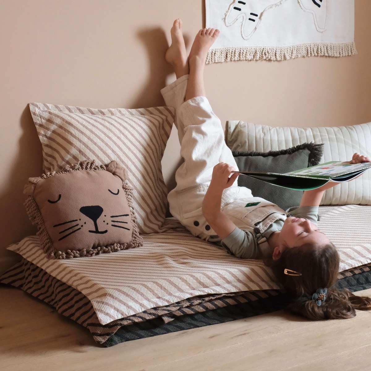 Kissen 45x45cm LANDSCAPE Nobodinoz Waffe stripes natural