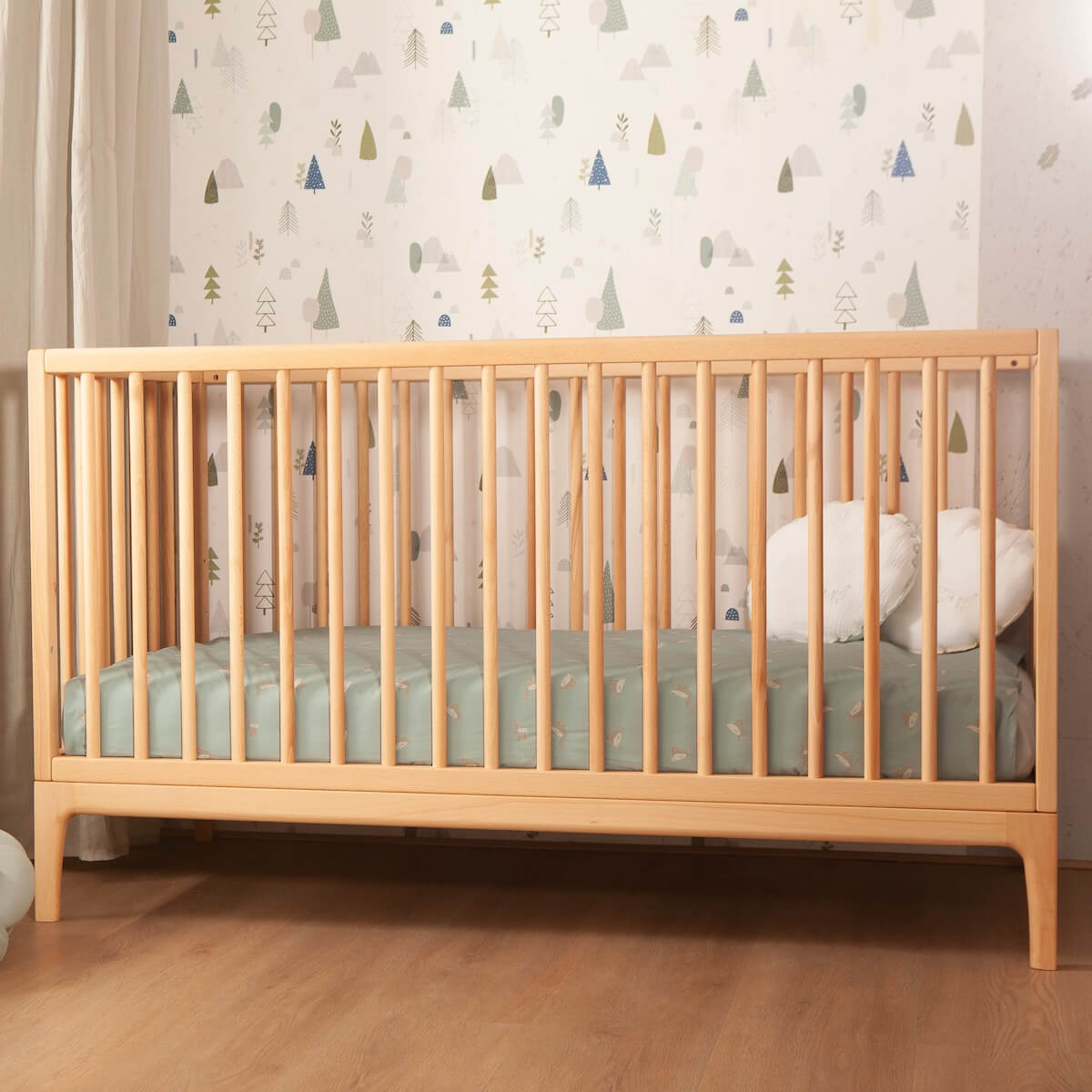 Kissen rund Mulltuchstoff DUCKS bestickt beige 30cm