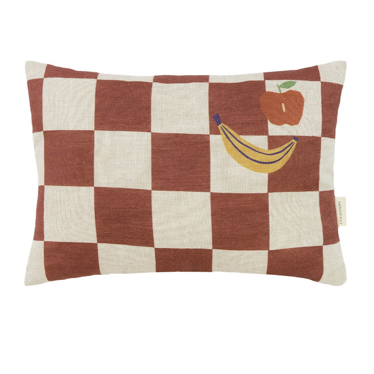 Kissen VIBES S 33x22cm Nobodinoz Maroon Checks Fruits