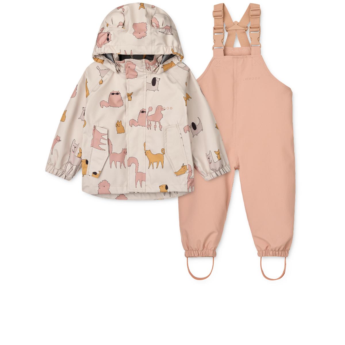 Kit de vêtements de pluie MANU 92 Liewood Cats and Dogs sandy