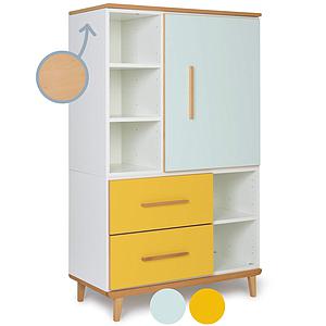 Kleiderschank 147cm 1-türig 2 Schubladen NADO mint-sunshine yellow