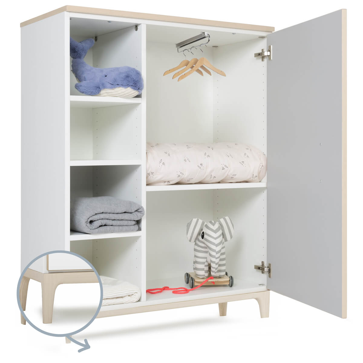 Kleiderschrank 120 cm 1-türig NADO Curve Esche manhattan grey