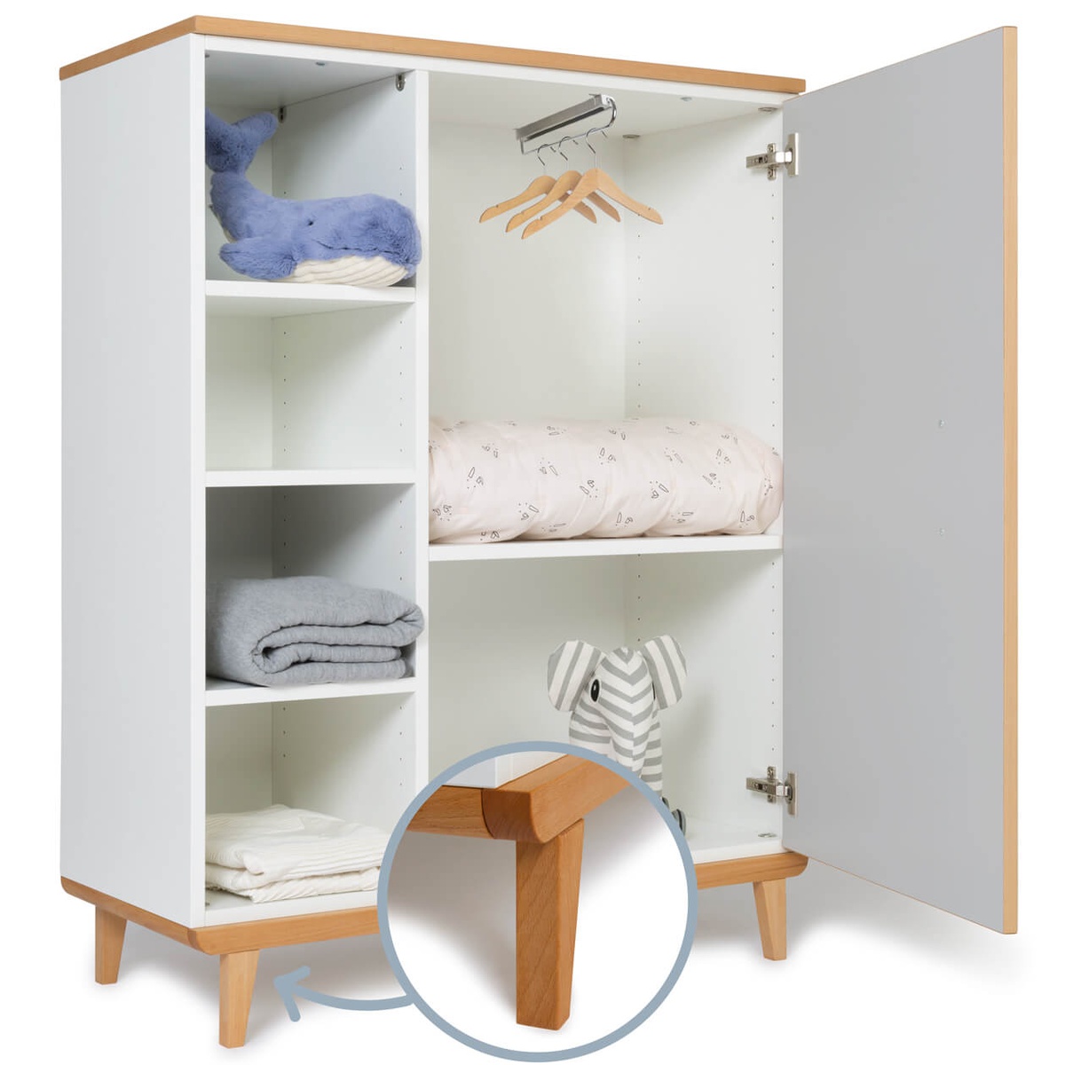 Kleiderschrank 120 cm 1-türig NADO Retro Buche manhattan grey