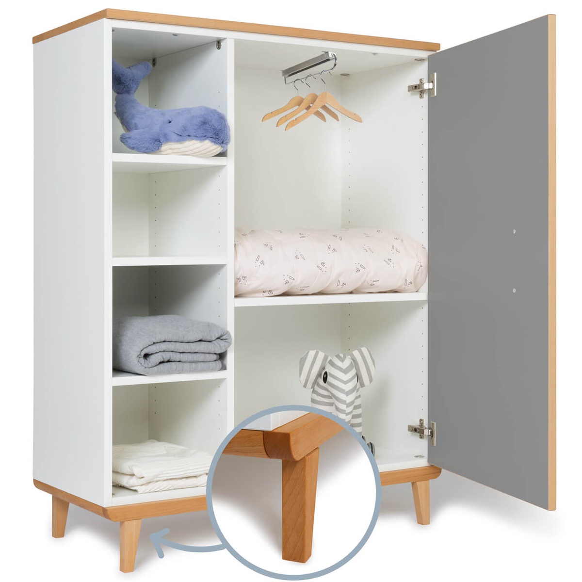 Kleiderschrank 120 cm 1-türig NADO Retro Buche slate grey