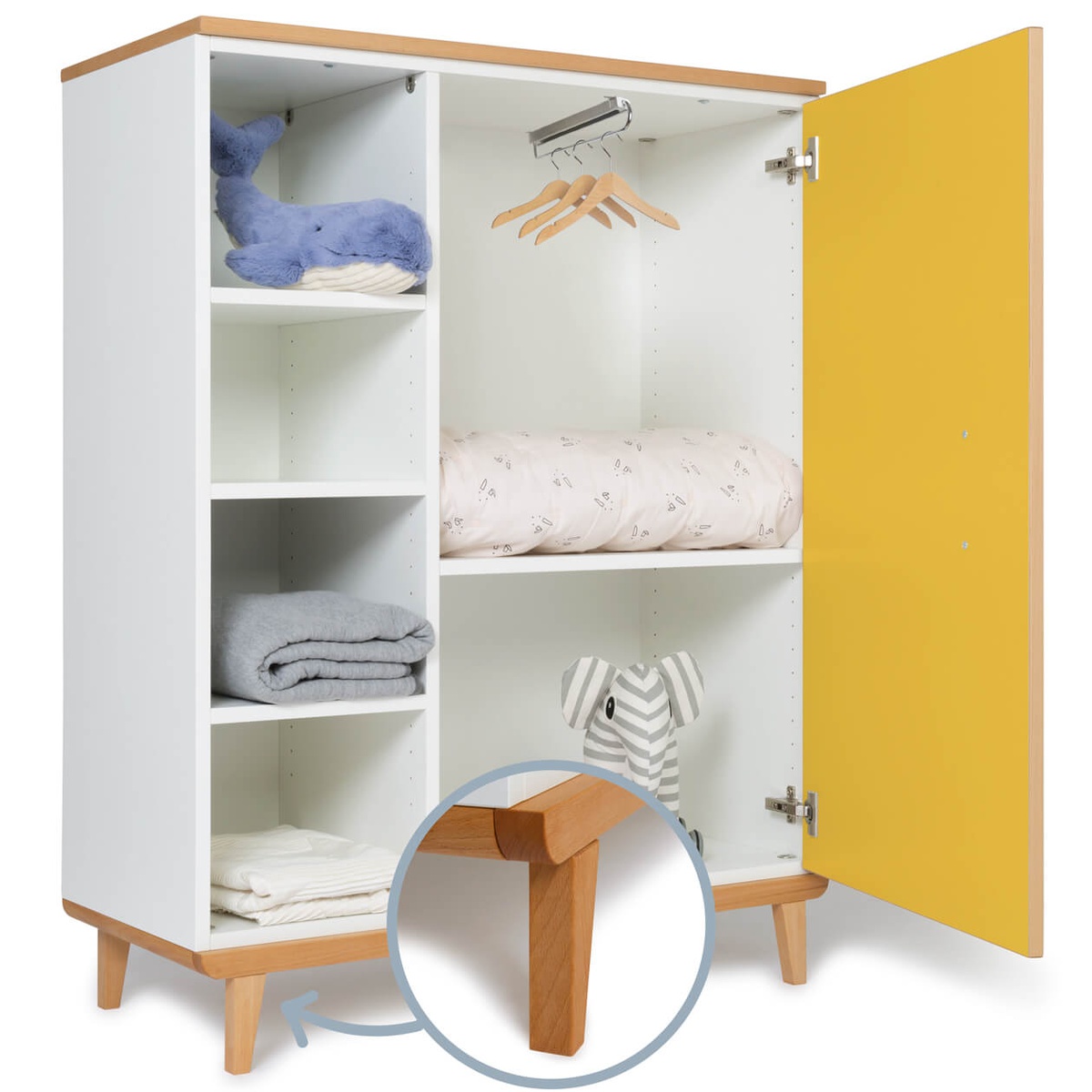 Kleiderschrank 120 cm 1-türig NADO Retro Buche sunshine yellow