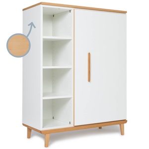 Kleiderschrank 120 cm 1-türig NADO Retro Buche white