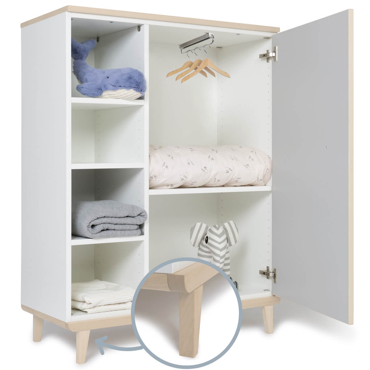 Kleiderschrank 120 cm 1-türig NADO Retro Esche manhattan grey