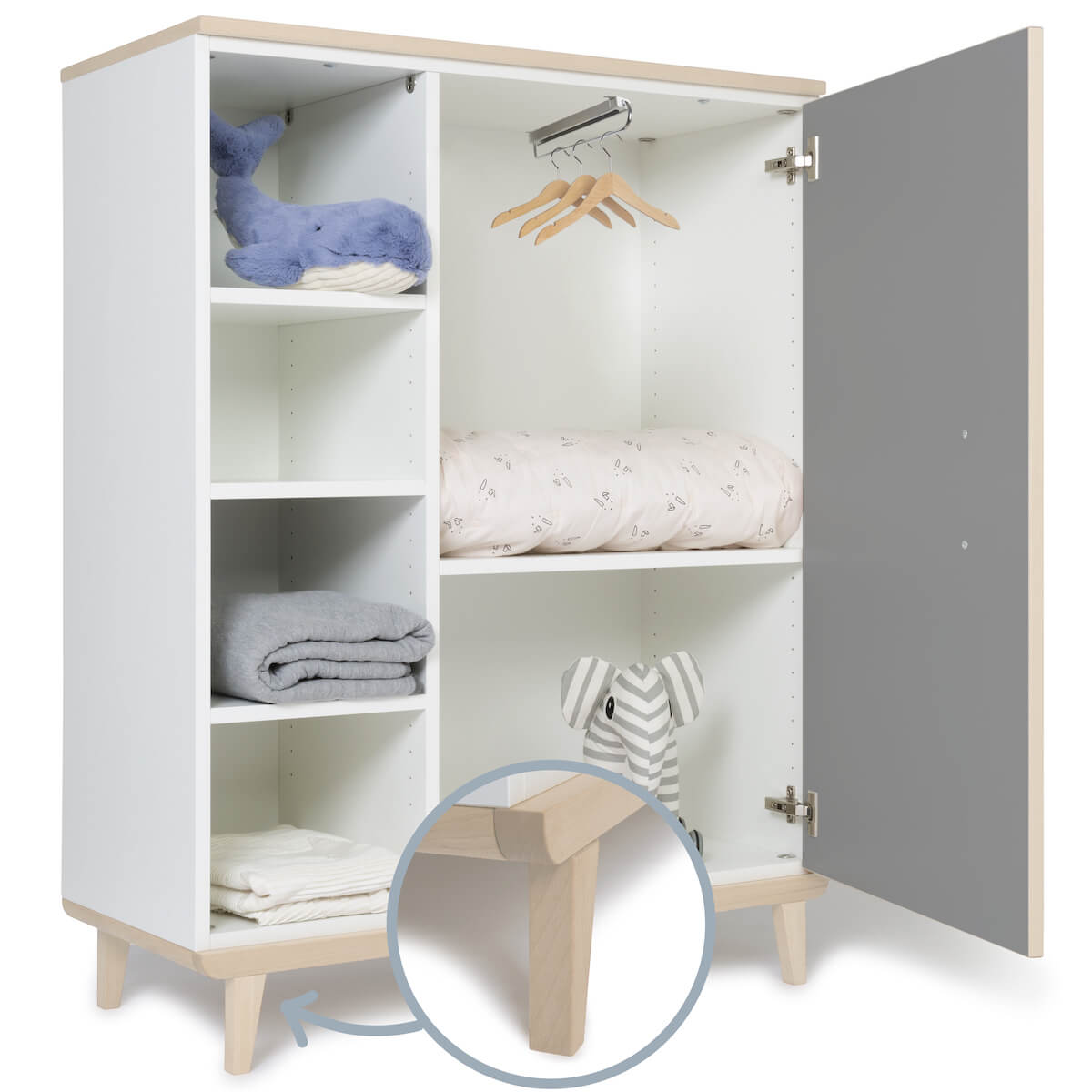 Kleiderschrank 120 cm 1-türig NADO Retro Esche slate grey