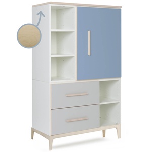 Kleiderschrank 147 cm 1-türig 2 Schubladen NADO Curve Esche capri blue-manhattan grey