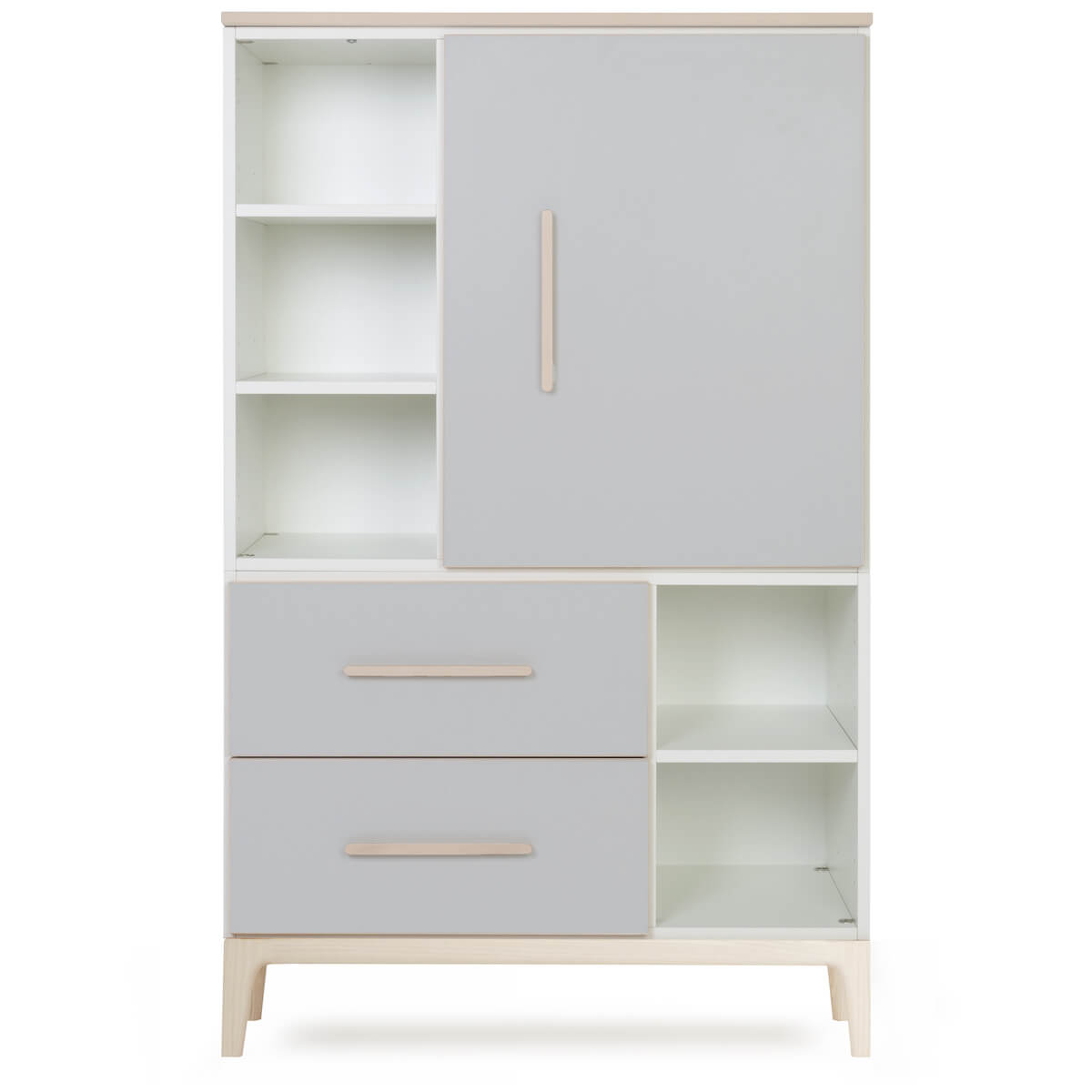 Kleiderschrank 147 cm 1-türig 2 Schubladen NADO Curve Esche manhattan grey
