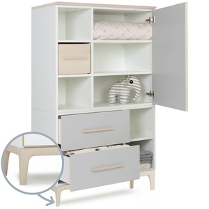 Kleiderschrank 147 cm 1-türig 2 Schubladen NADO Curve Esche manhattan grey
