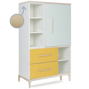Kleiderschrank 147 cm 1-türig 2 Schubladen NADO Curve Esche mint-sunshine yellow
