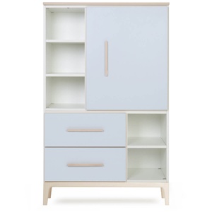 Kleiderschrank 147 cm 1-türig 2 Schubladen NADO Curve Esche sky blue