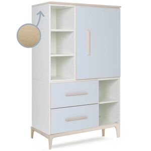 Kleiderschrank 147 cm 1-türig 2 Schubladen NADO Curve Esche sky blue