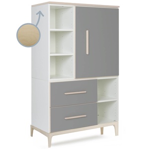 Kleiderschrank 147 cm 1-türig 2 Schubladen NADO Curve Esche slate grey